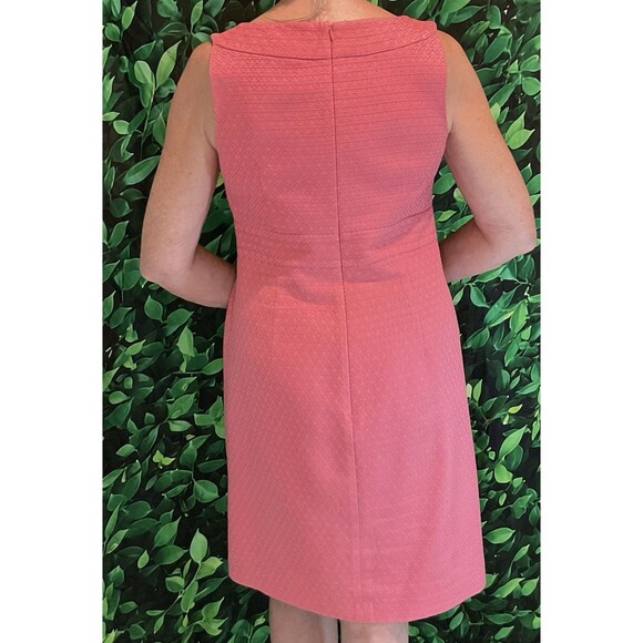 🌺 LOFT Coral Sleeveless Textured Sheath Dress, fully lined– Size 6 - Picture 4 of 8